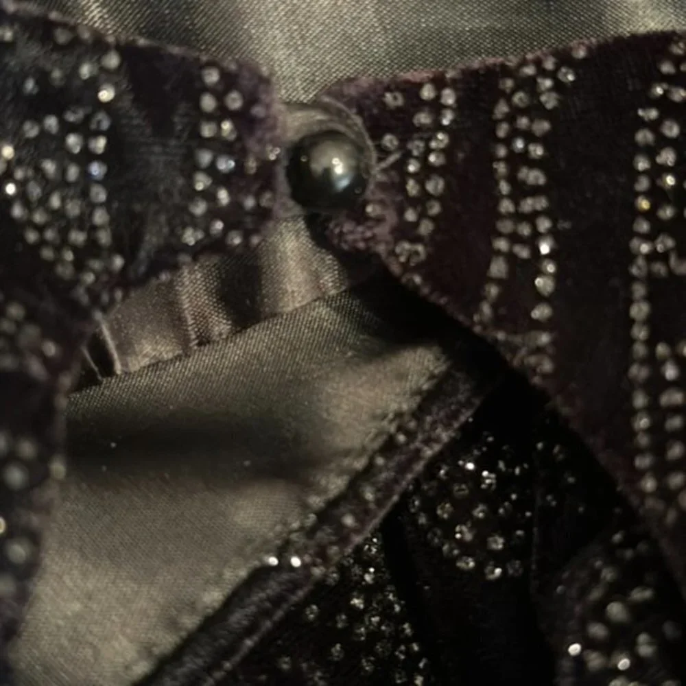 Vintage Scott McClintock 90s Glittery Black Velvet Shimmer Maxi Dress Womens 14 - Picture 8 of 15